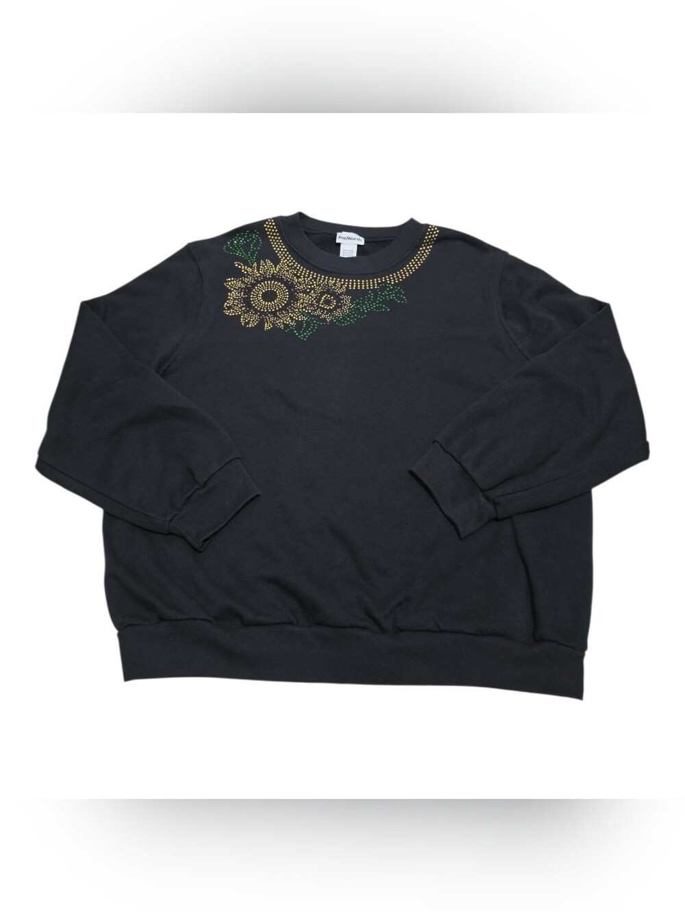 Vintage Sunflower Studded Crewneck Pullover Sweatshirt Women's MP Fall Autumn